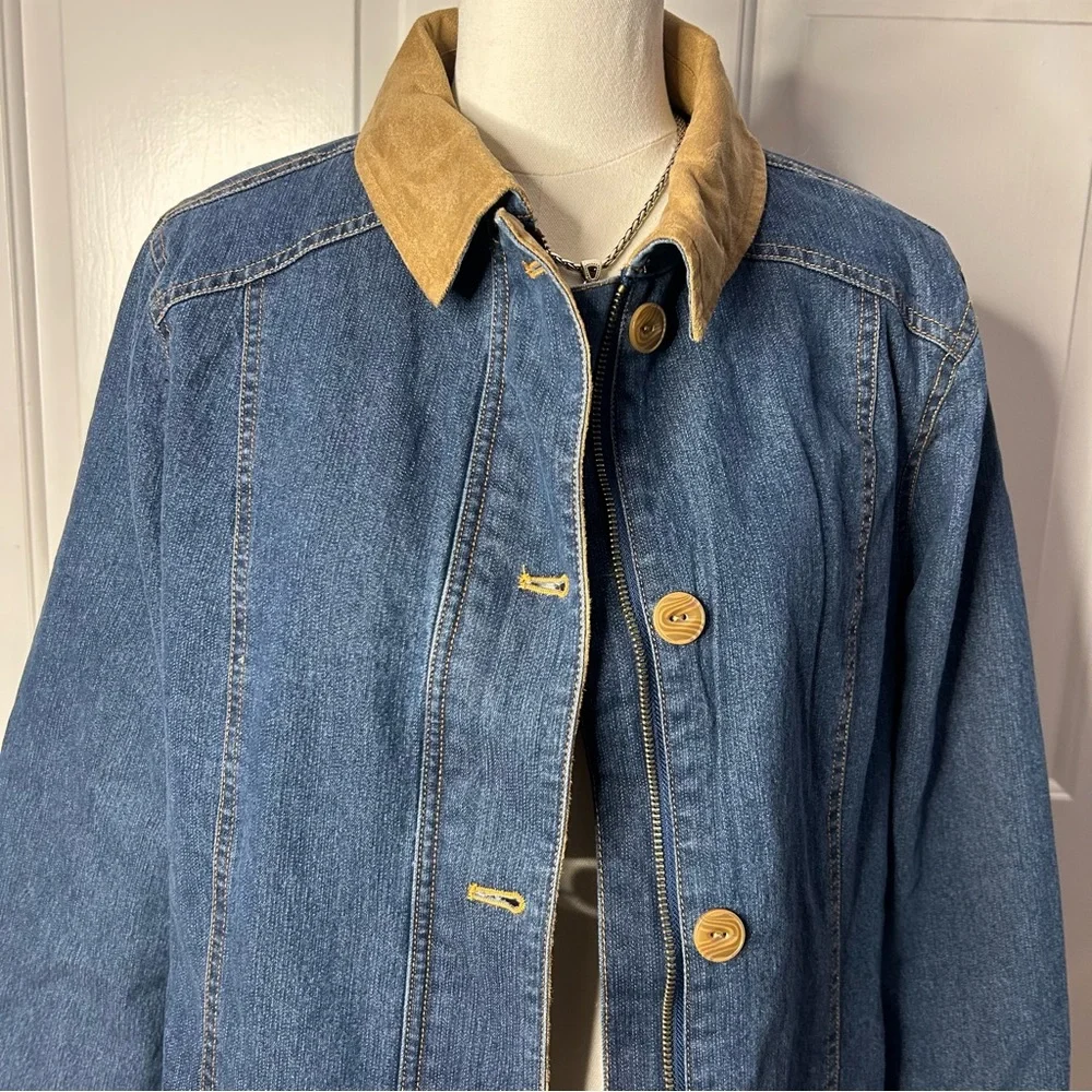 Chadwick Denim Barn Jacket, Flannel Lined, Faux Suede Lined Cuffs, Point Collar) - Picture 3 of 10